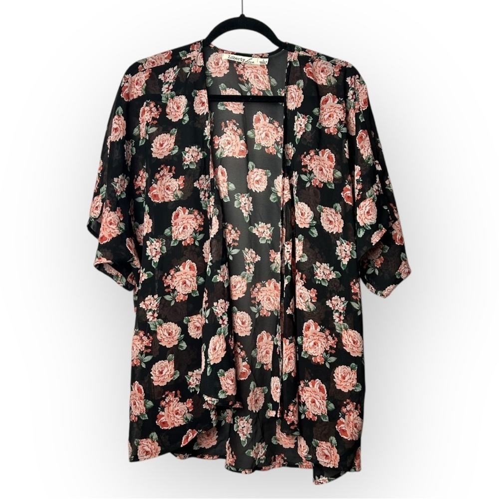 Liberty Love Floral Sheer Duster Cardigan L
